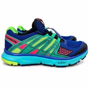Salomon XR Mission 1 Womens 7.5 Trail Running Shoes Blue Green Pink 369533